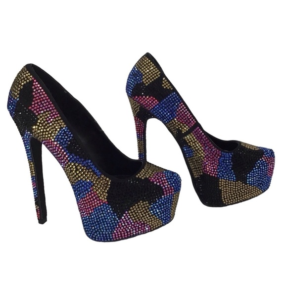 Steve Madden Dyvinal Camouflage Crystal Platform Stiletto Pump Women’s S… - Picture 9 of 12